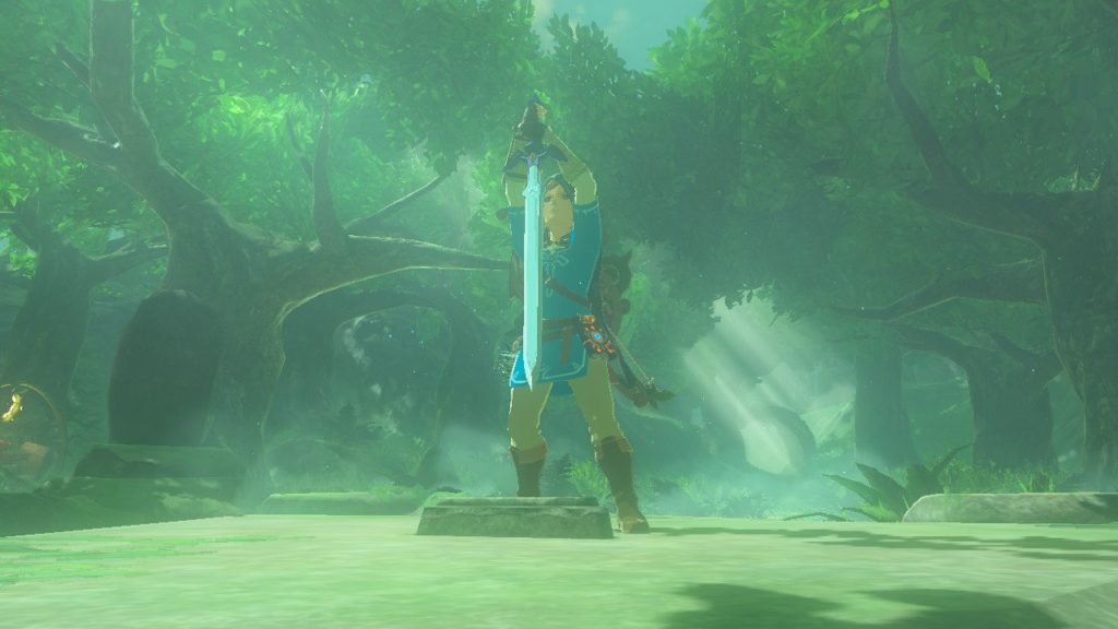 Link pulls the Master Sword from its pedestal